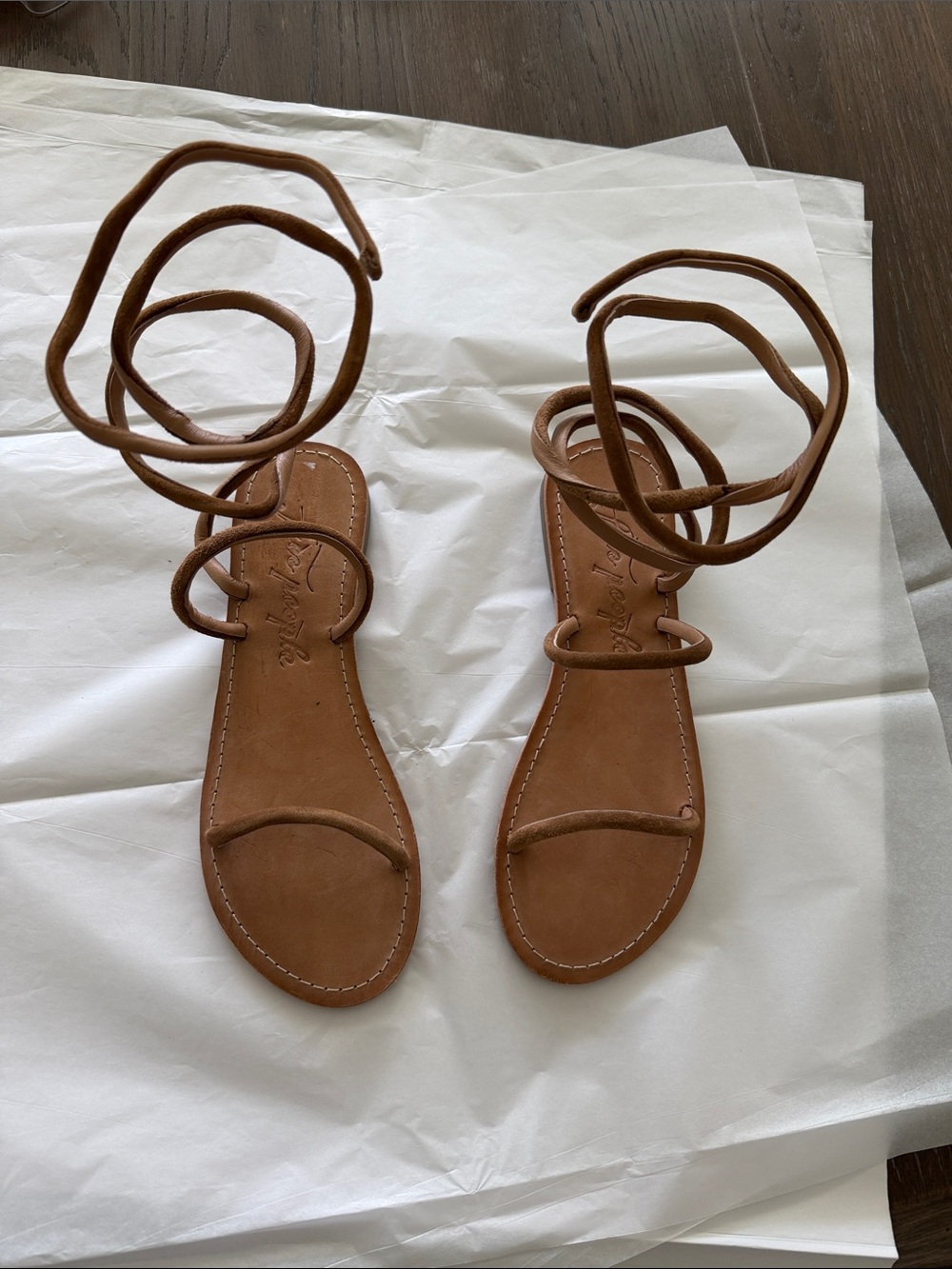 Free People Brown Wrap Lace Gladiator Sandals